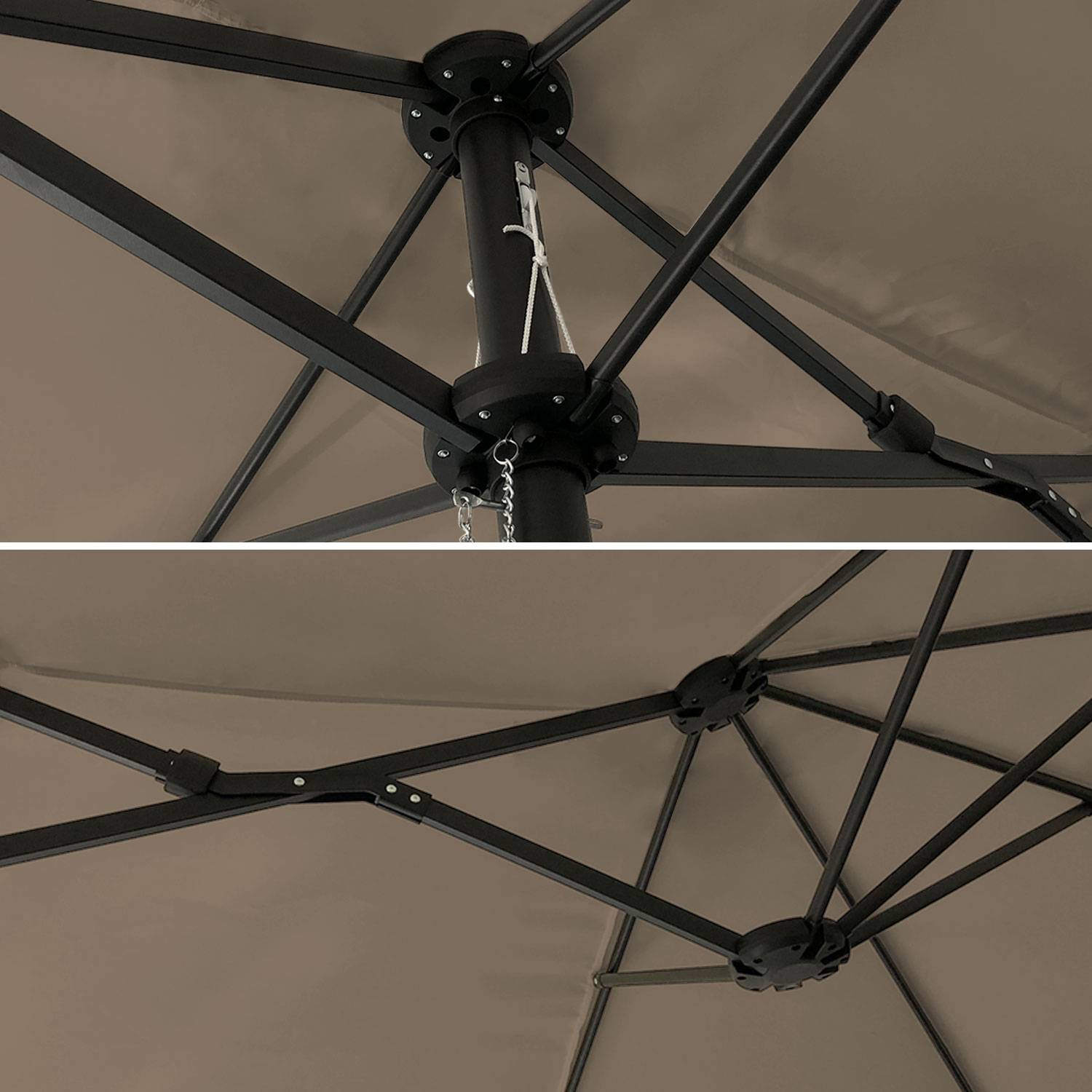 Parasol double 2x4m LINAI taupe - HAPPY GARDEN - Imagen 3