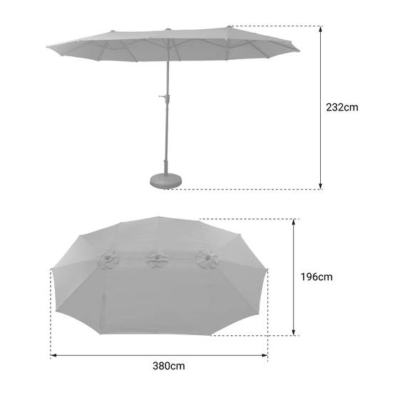 Parasol double 2x4m LINAI taupe - HAPPY GARDEN - Imagen 6