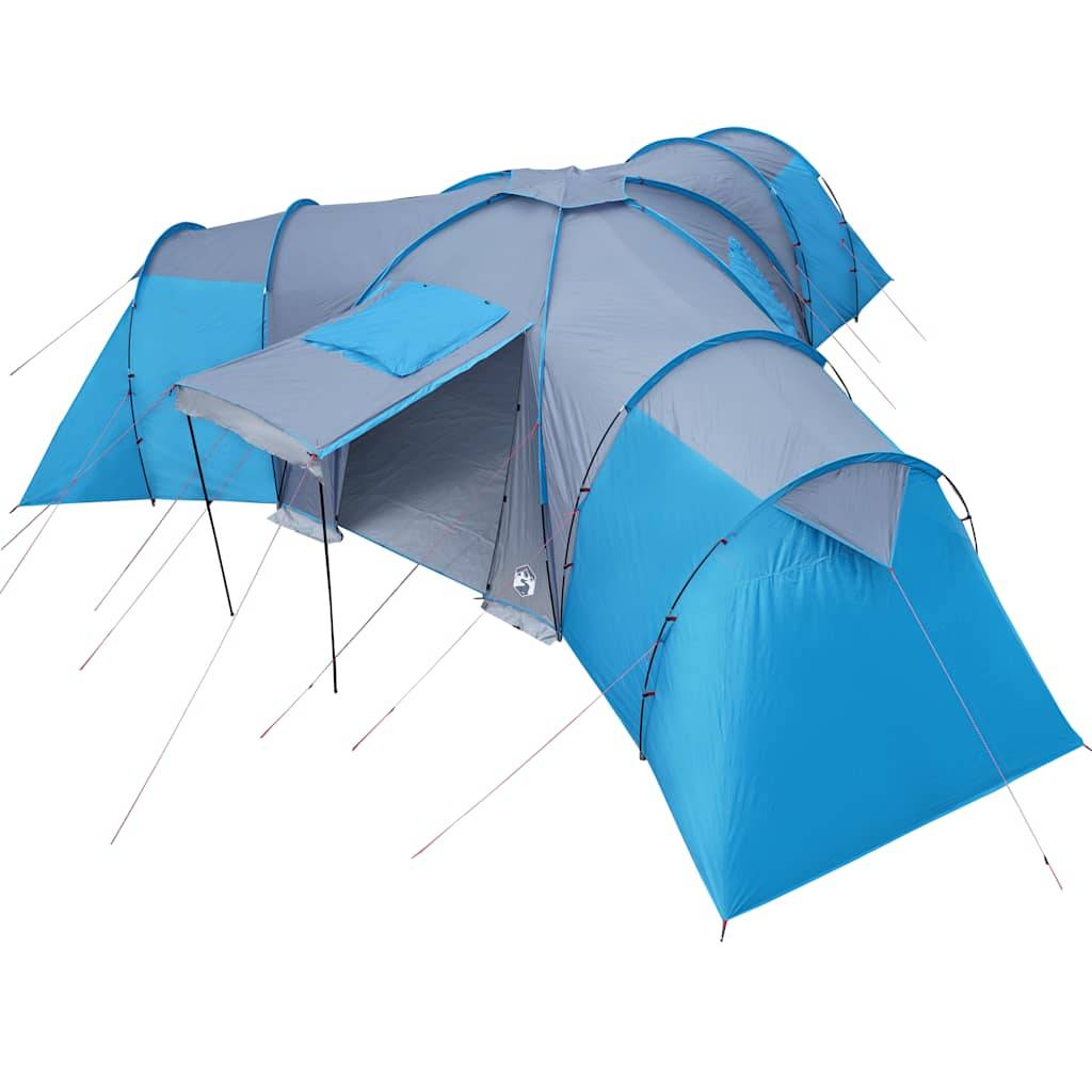 Grande Tente Familiale Dôme 12 Personnes Polyester Imperméable 3 Chambres pour Camping Bleu – ComfortXL Outdoor Living - Image 9