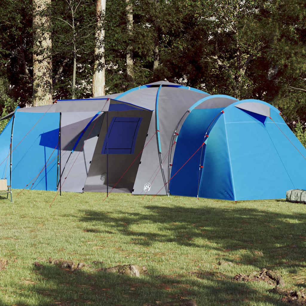 Grande Tente Familiale Dôme 12 Personnes Polyester Imperméable 3 Chambres pour Camping Bleu – ComfortXL Outdoor Living - Image 1