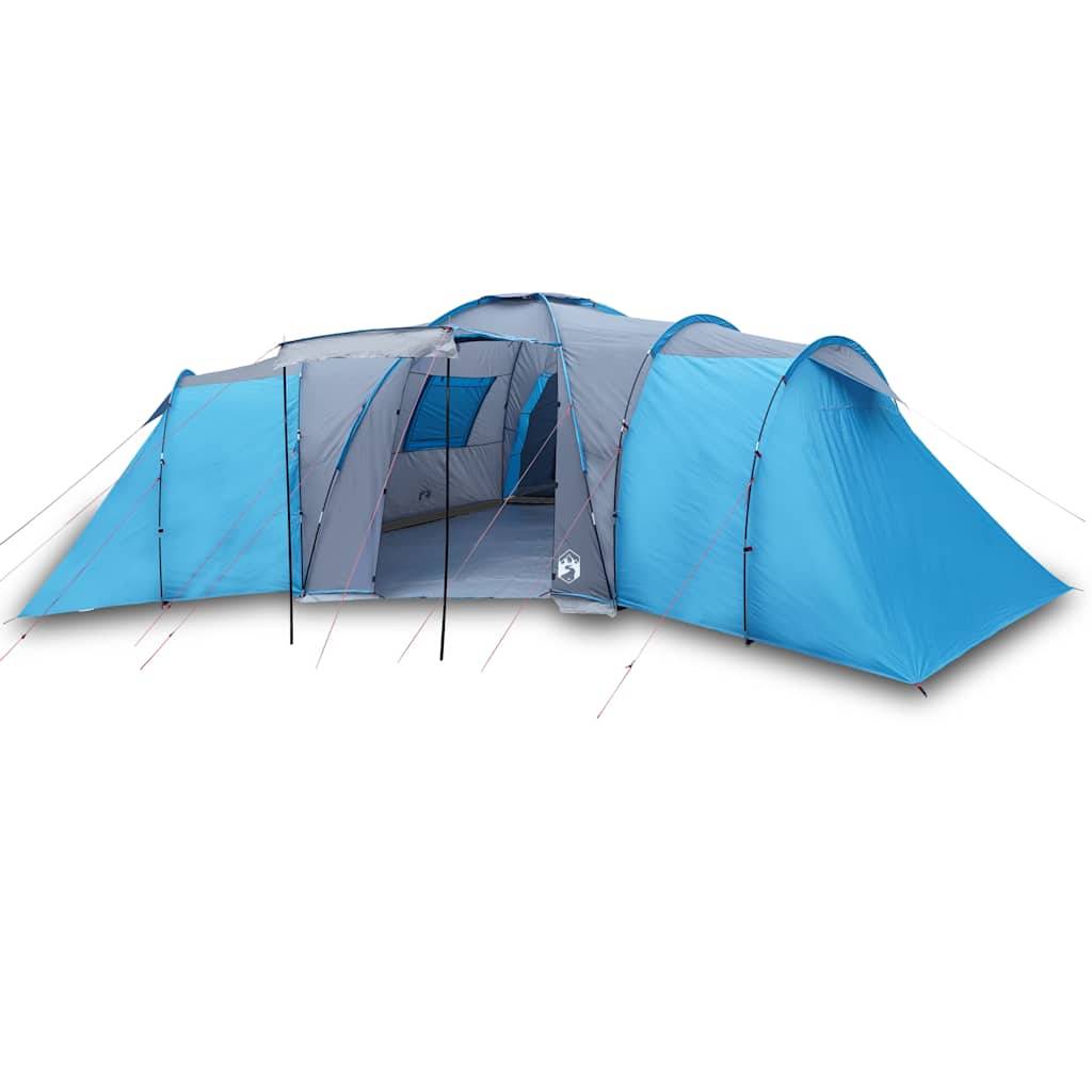 Grande Tente Familiale Dôme 12 Personnes Polyester Imperméable 3 Chambres pour Camping Bleu – ComfortXL Outdoor Living - Image 2
