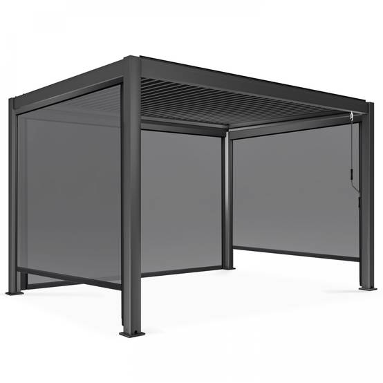 Oviala - Pergola bioclimatique 3 x 4 m autoportée avec 3 stores gris Athenes - Oviala - Image 2