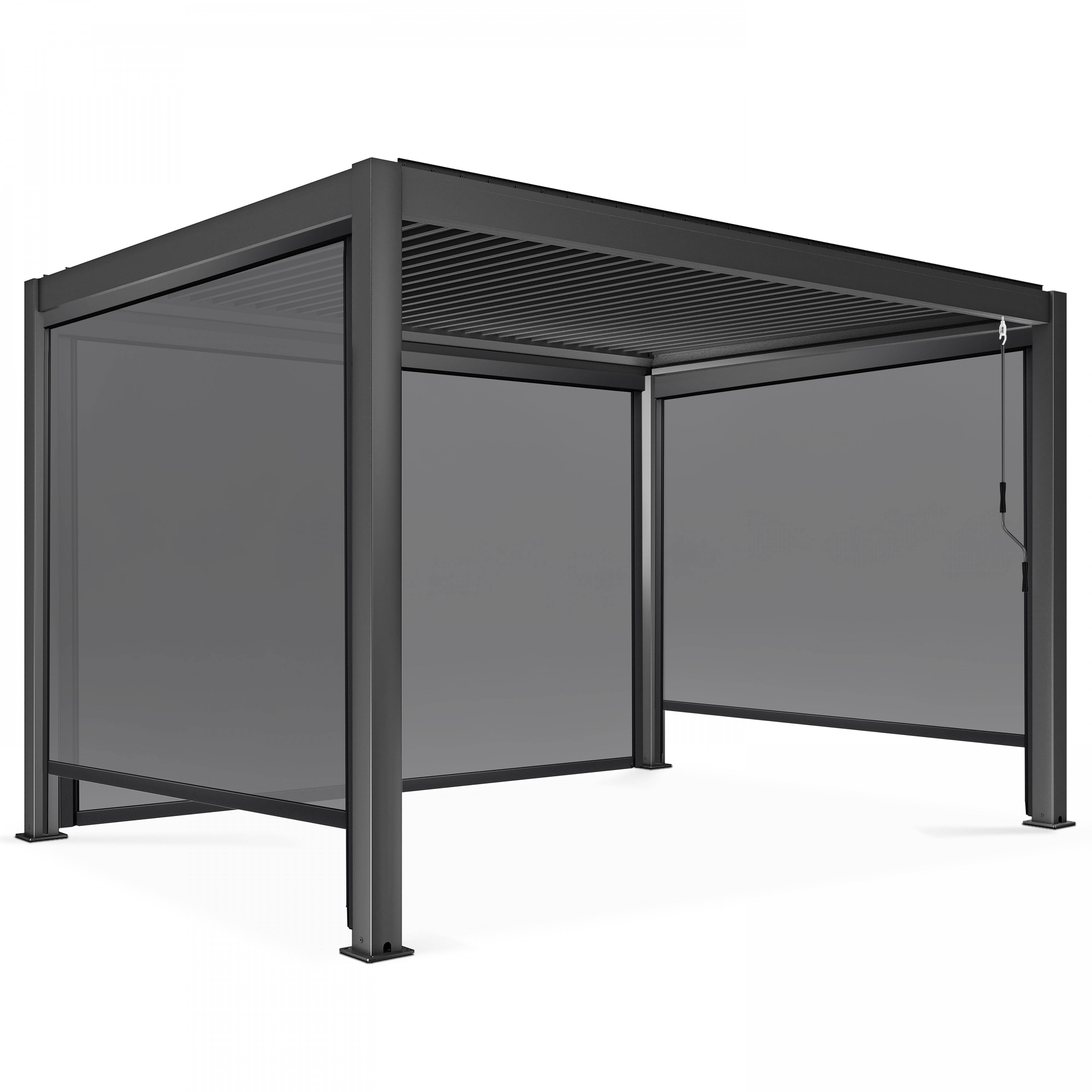 Oviala - Pergola bioclimatique 3 x 4 m autoportée avec 3 stores gris Athenes - Oviala - Image 2