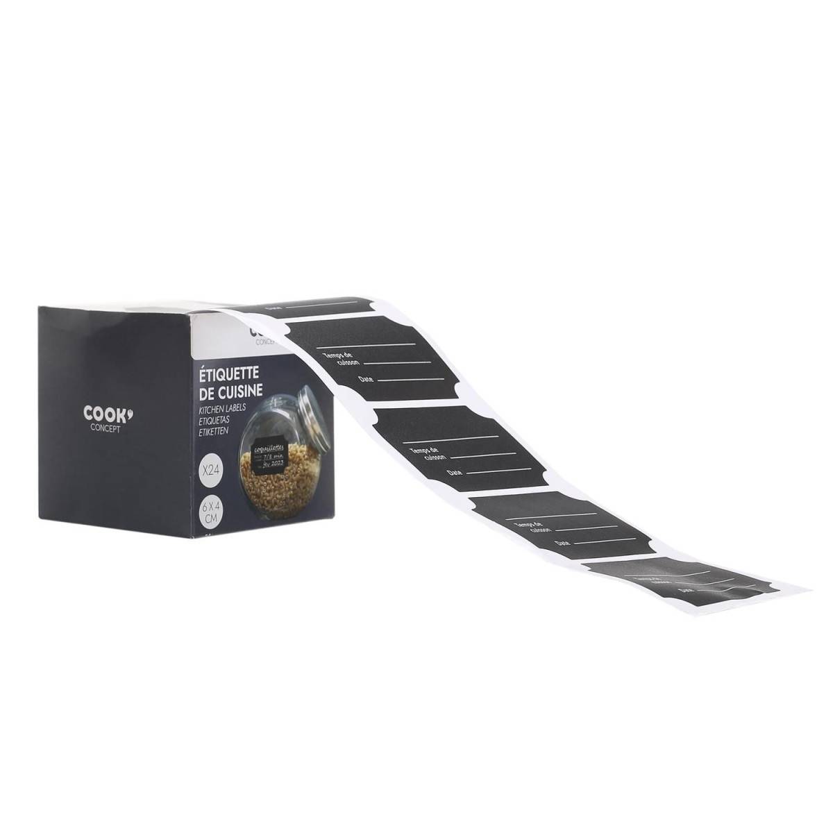 Cook Concept - Lot de 24 Étiquettes Bocaux "Cuisine" 7cm Noir - Image 2
