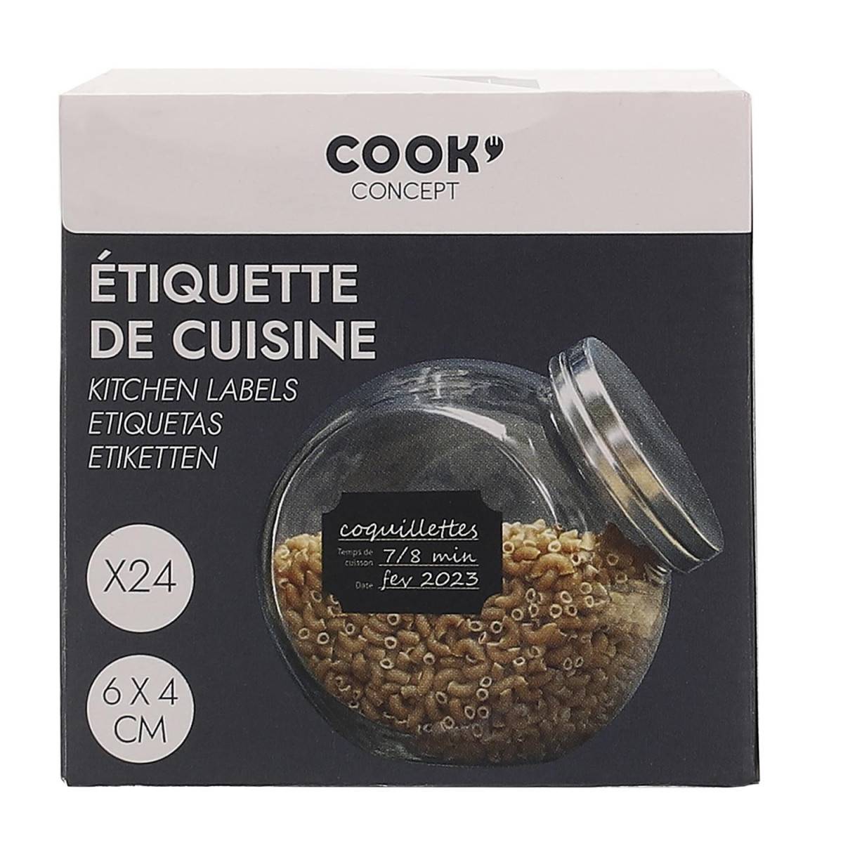 Cook Concept - Lot de 24 Étiquettes Bocaux "Cuisine" 7cm Noir - Image 4