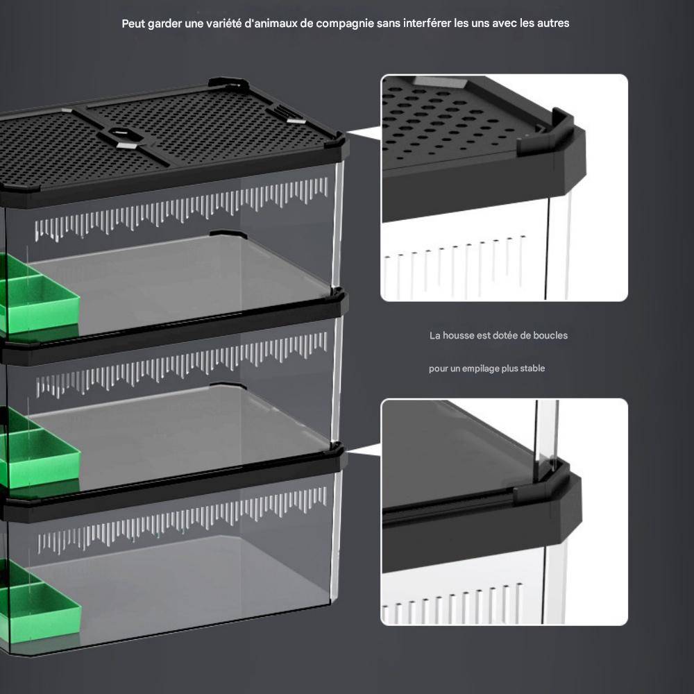 Boîte d'élevage en plastique pour reptiles - Double porte magnétique - MCBOSON - Imagen 5