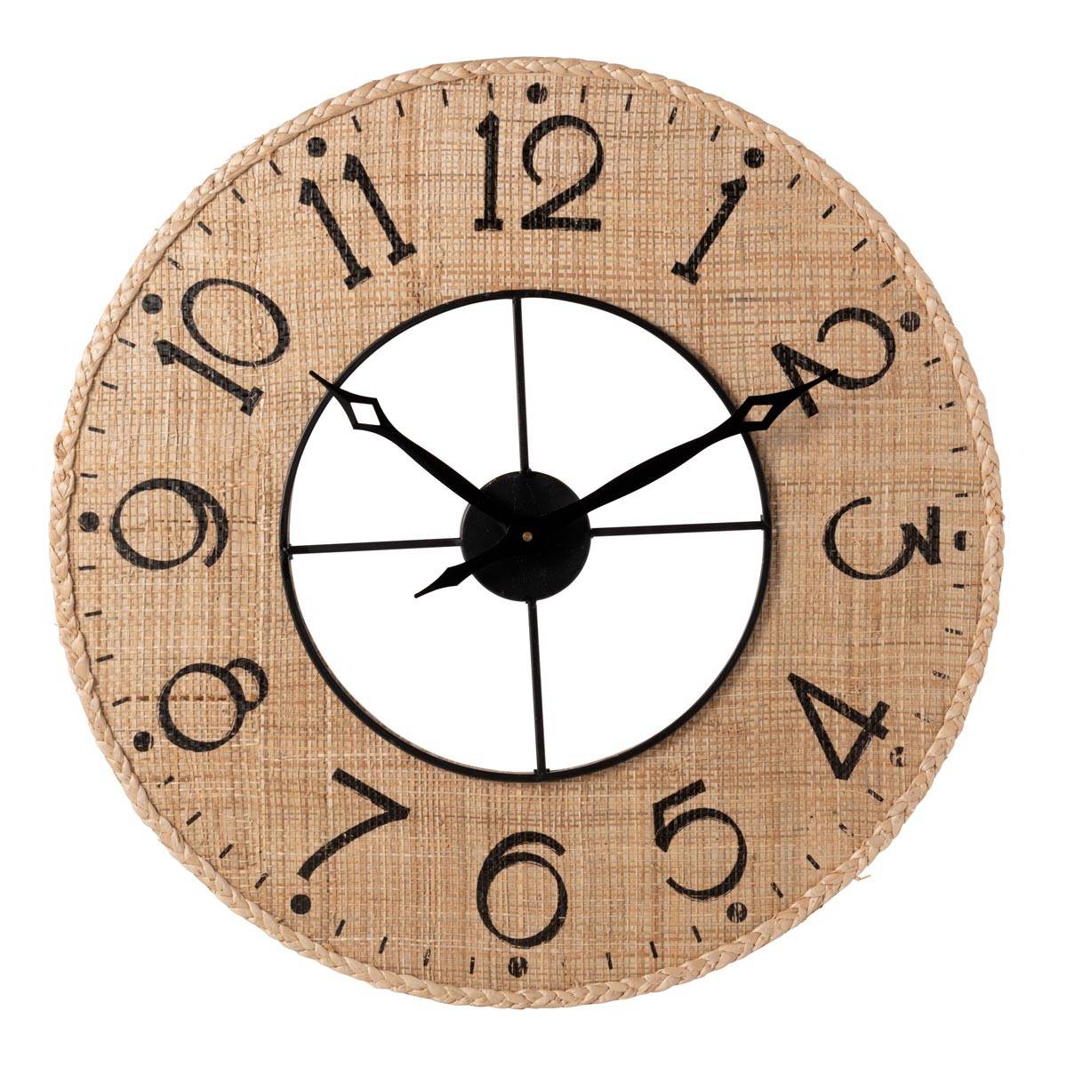 Horloge Murale Déco "Sodi" 60cm Naturel & Noir - Image 1