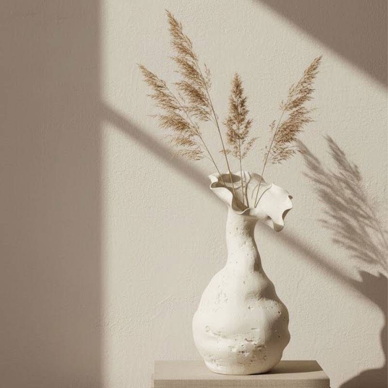 Vase Helix céramique blanc large 19x38x20cm