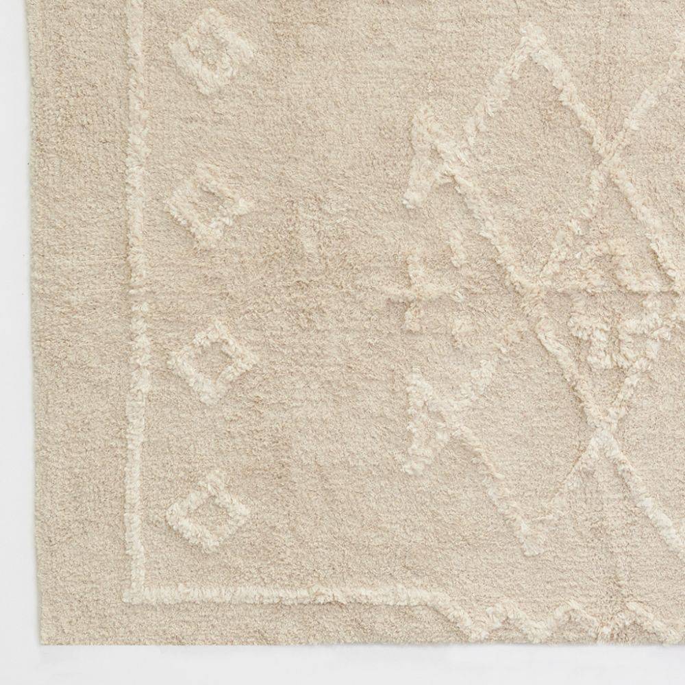 Aubry Gaspard - Tapis en coton tufté écru motifs ethniques 90 x 150 cm - Imagen 2