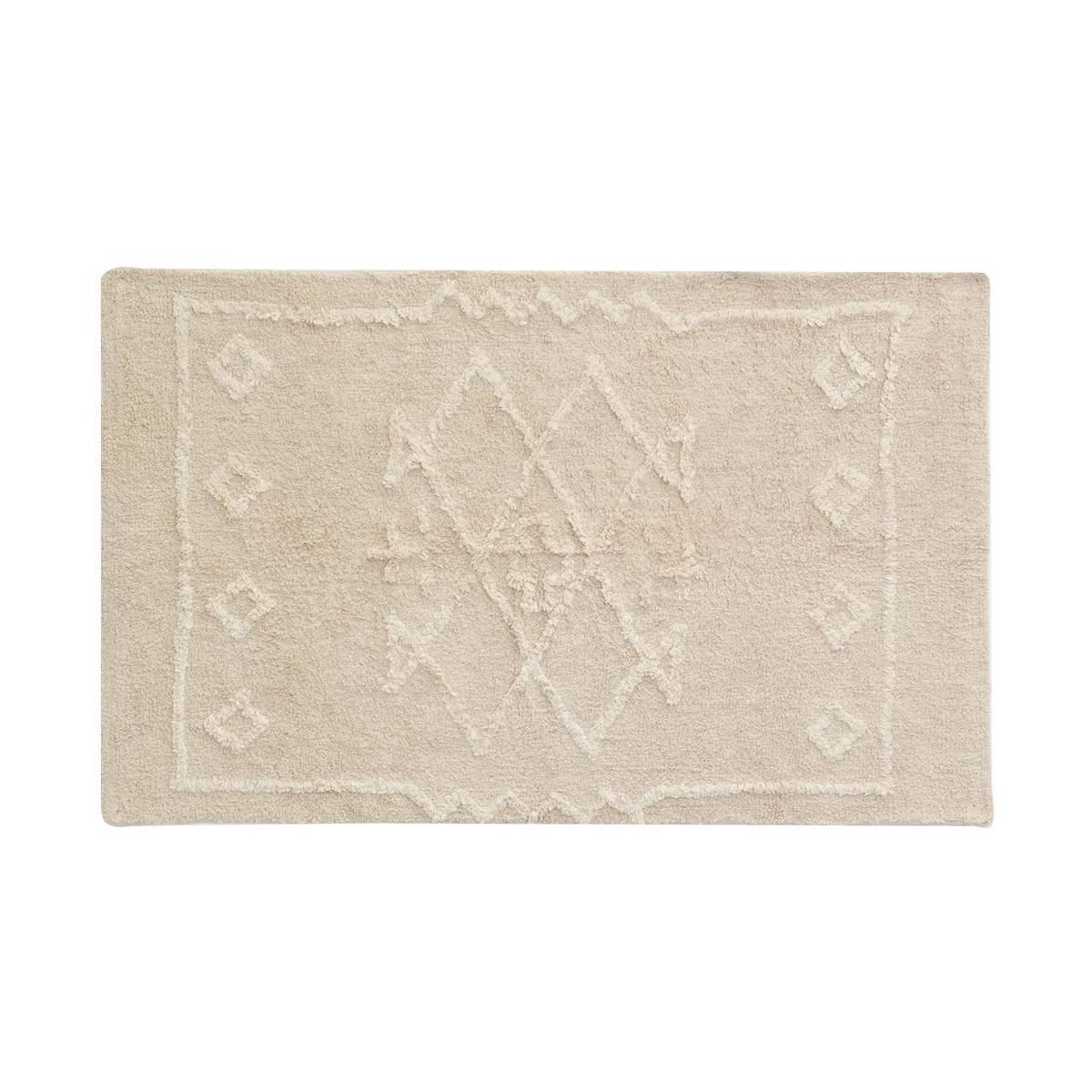 Aubry Gaspard - Tapis en coton tufté écru motifs ethniques 90 x 150 cm - Imagen 1