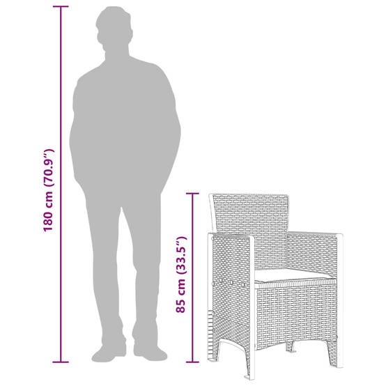 PANGIVO - Chaise de jardin polypropylènes anthracite 53 x 49 x 85 cm, Poids :24.6kg - PANGIVO - Image 8