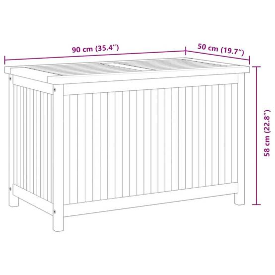 Coffre de jardin bois de teck naturel 90 x 50 x 58 cm - PANGIVO - Image 10