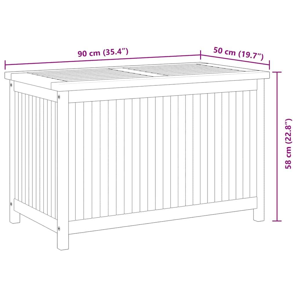 Coffre de jardin bois de teck naturel 90 x 50 x 58 cm - PANGIVO - Image 10