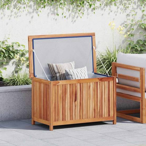 Coffre de jardin bois de teck naturel 90 x 50 x 58 cm - PANGIVO - Image 1