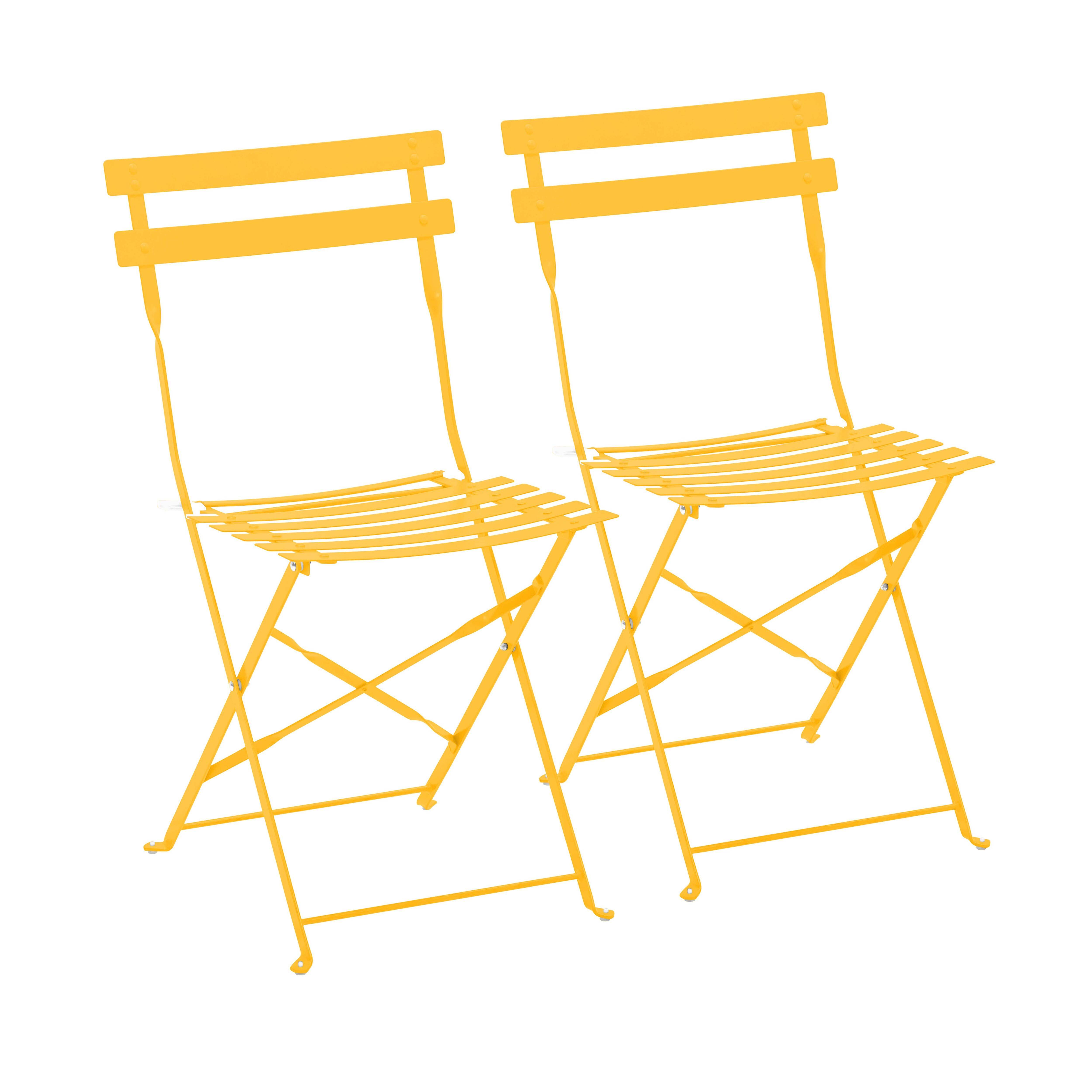 Oviala - Lot de 2 chaises pliantes en acier jaune Rome - Oviala - Imagen 1