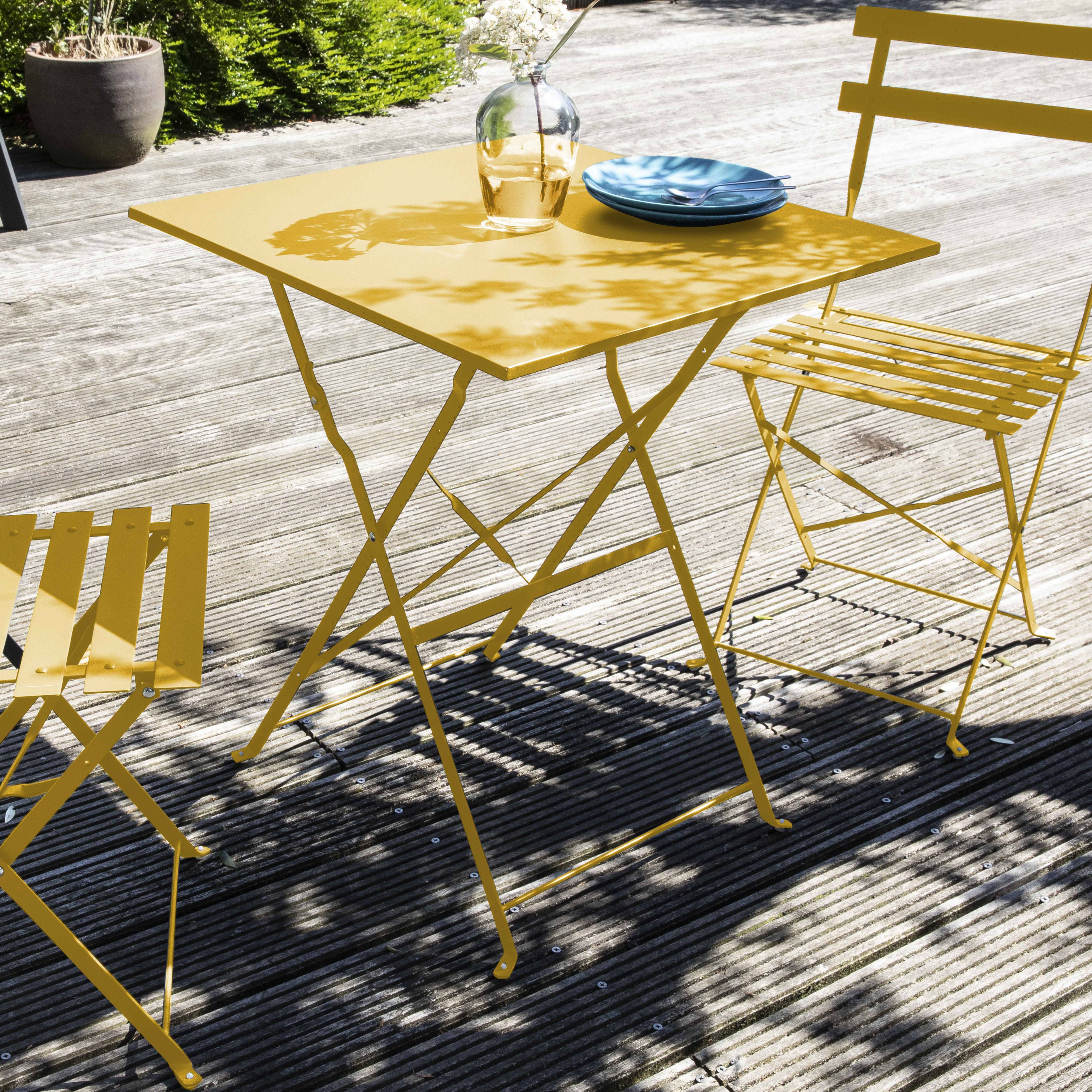 Oviala - Lot de 2 chaises pliantes en acier jaune Rome - Oviala - Imagen 6
