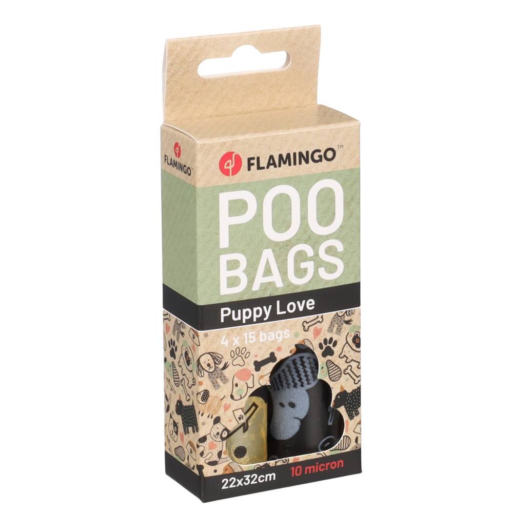 Flamingo - Sacs à déjections Fula 4 rouleaux de 15 sacs pour chien - Imagen 2