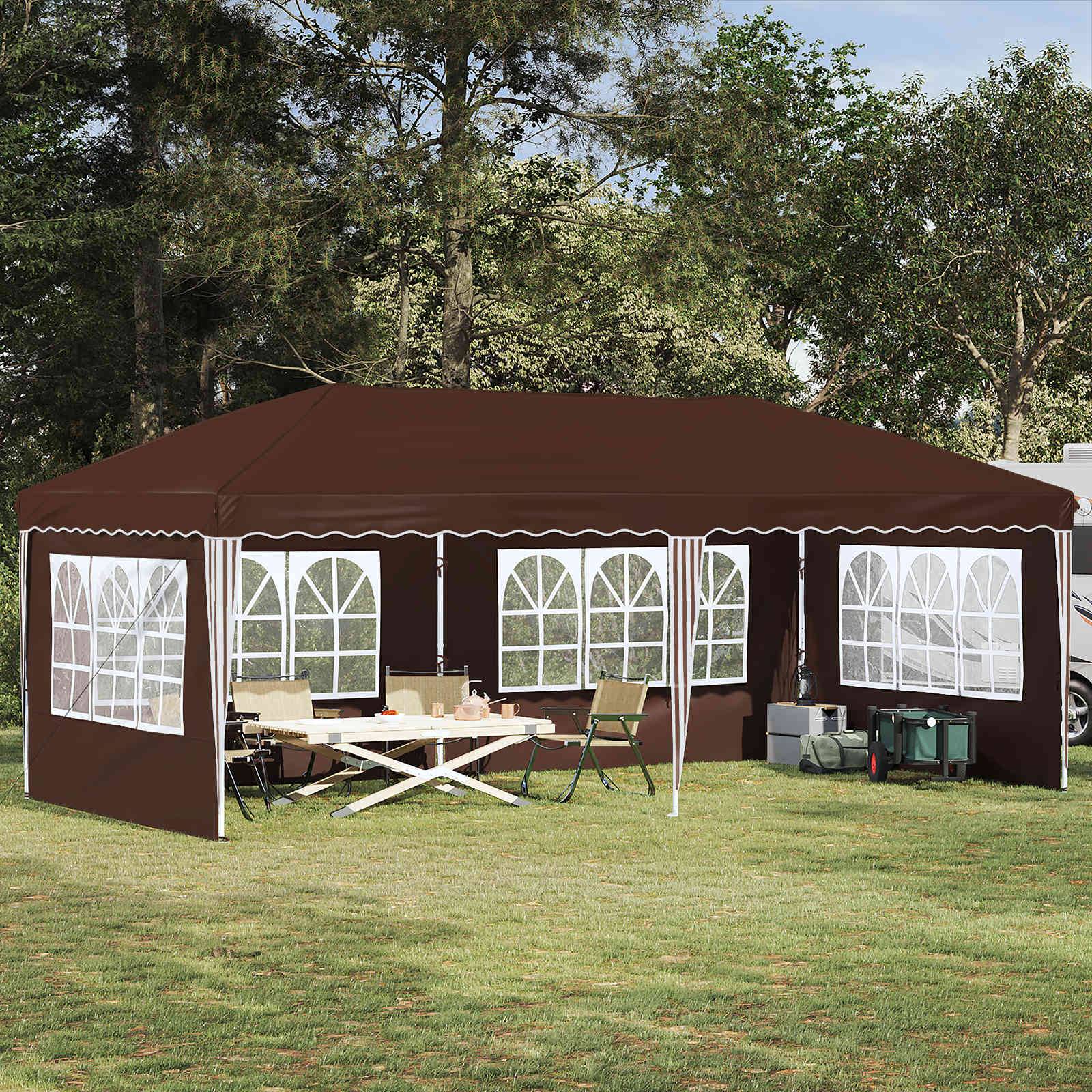 ComfortXL - Tente de réception pliante acier pour réceptions hauteur réglable 575x289cm marron - ComfortXL Outdoor Living - Image 1