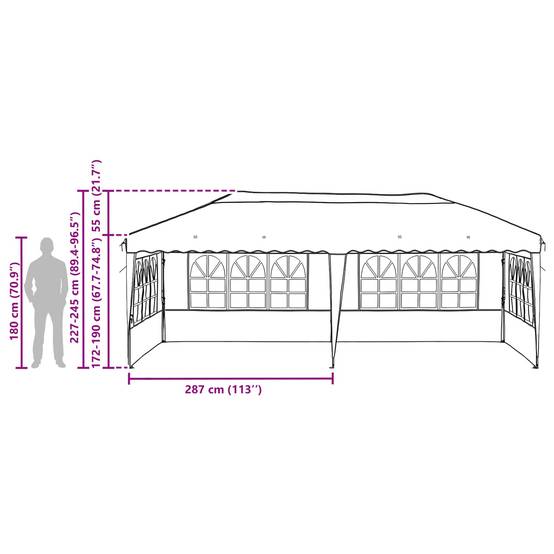 ComfortXL - Tente de réception pliante acier pour réceptions hauteur réglable 575x289cm marron - ComfortXL Outdoor Living - Image 10