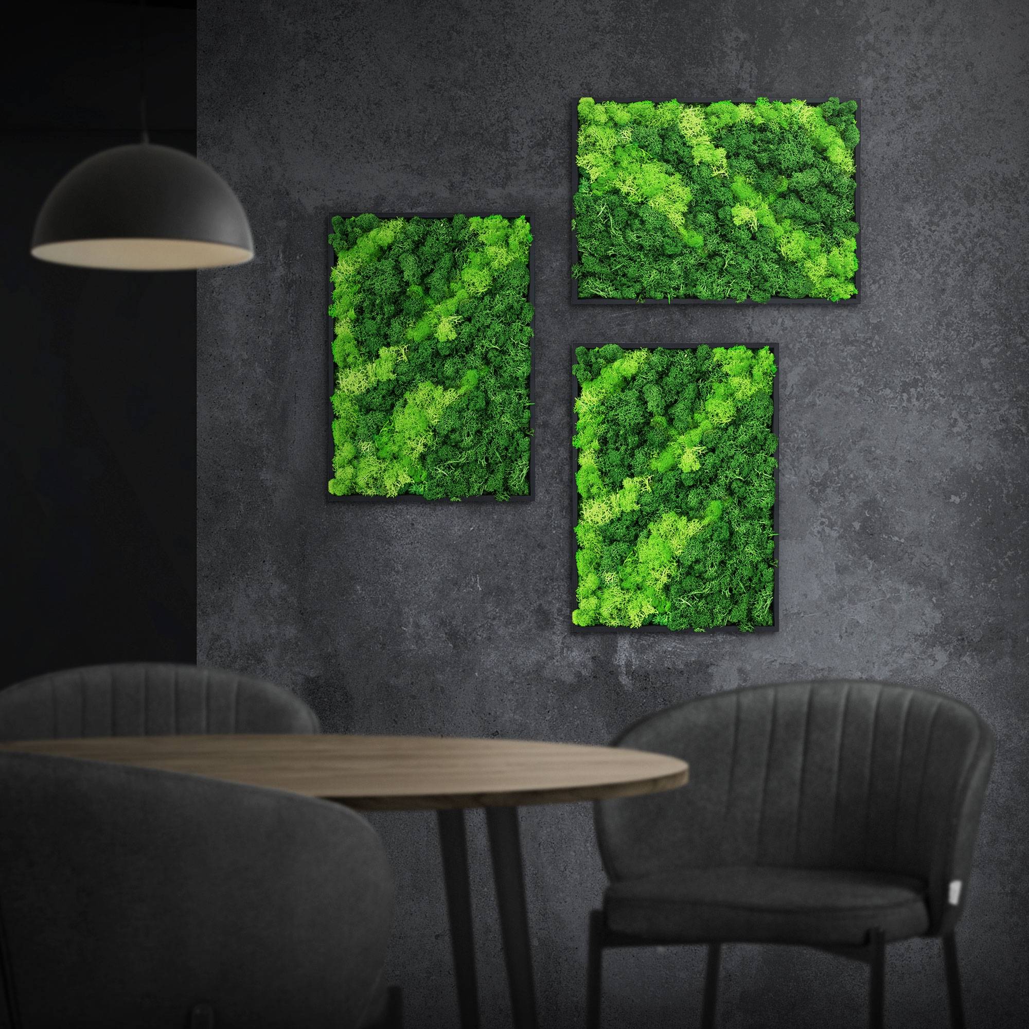 Ecd-Germany - Tableau en mousse de renne stabilisée, rectangulaire 38x27 cm, vert, décoration murale végétale d'intérieur, cadre en bois, sans arrosage ni entretien