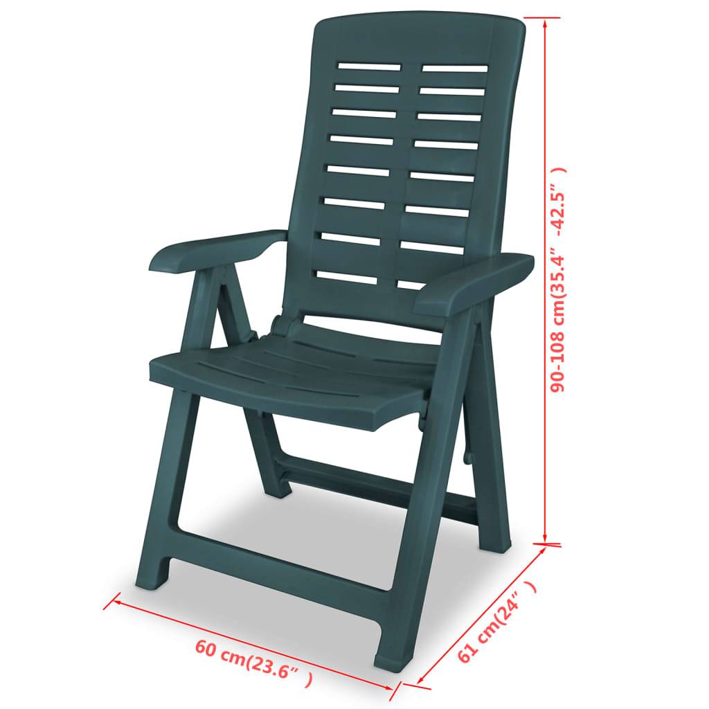 Vidaxl - Chaises pliantes inclinables, lot de 2, en plastique vert vidaXL 43896 - Imagen 3
