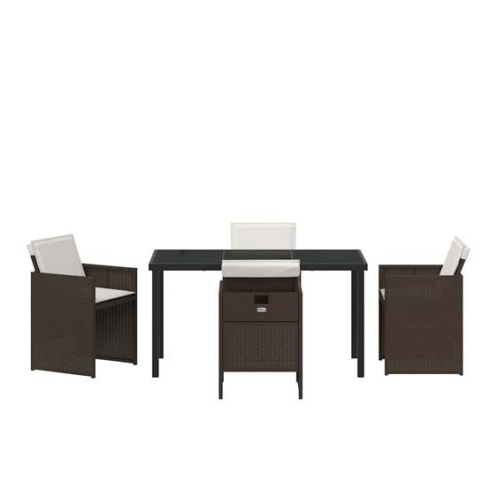 Table et chaises de jardin 5 pièces en résine tressée pour 4 convives Marron – ComfortXL Outdoor Living - Image 7