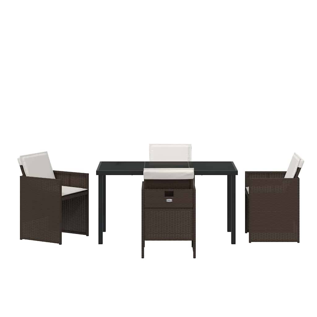 Table et chaises de jardin 5 pièces en résine tressée pour 4 convives Marron – ComfortXL Outdoor Living - Image 7