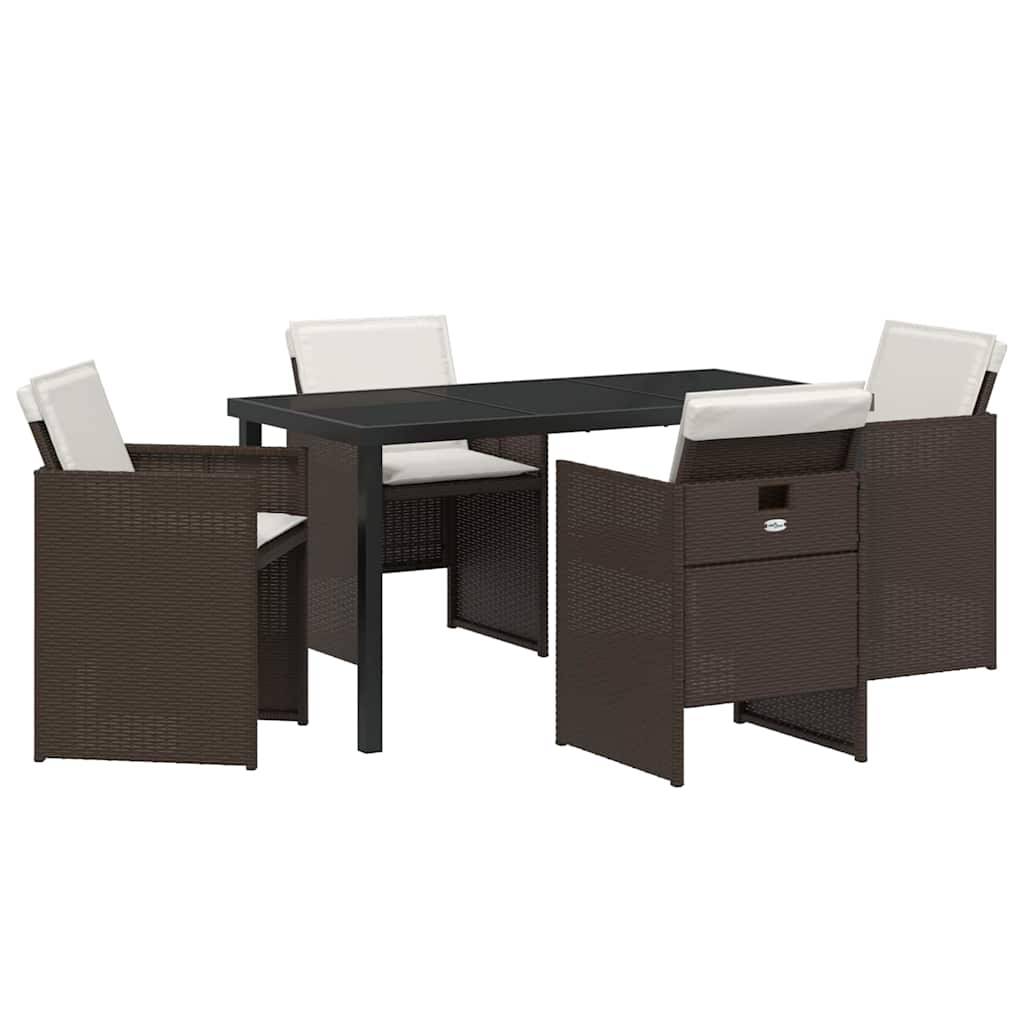 Table et chaises de jardin 5 pièces en résine tressée pour 4 convives Marron – ComfortXL Outdoor Living - Image 2