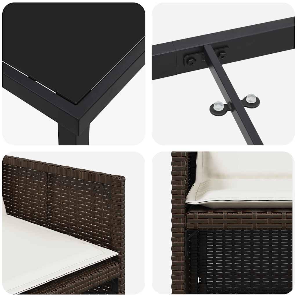 Table et chaises de jardin 5 pièces en résine tressée pour 4 convives Marron – ComfortXL Outdoor Living - Image 9