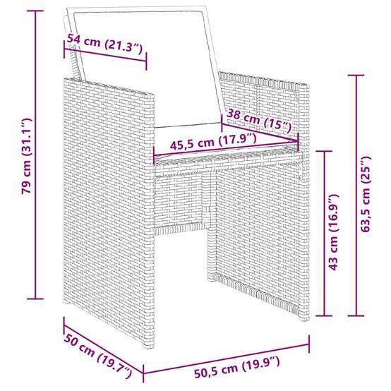 Table et chaises de jardin 5 pièces en résine tressée pour 4 convives Marron – ComfortXL Outdoor Living - Image 8