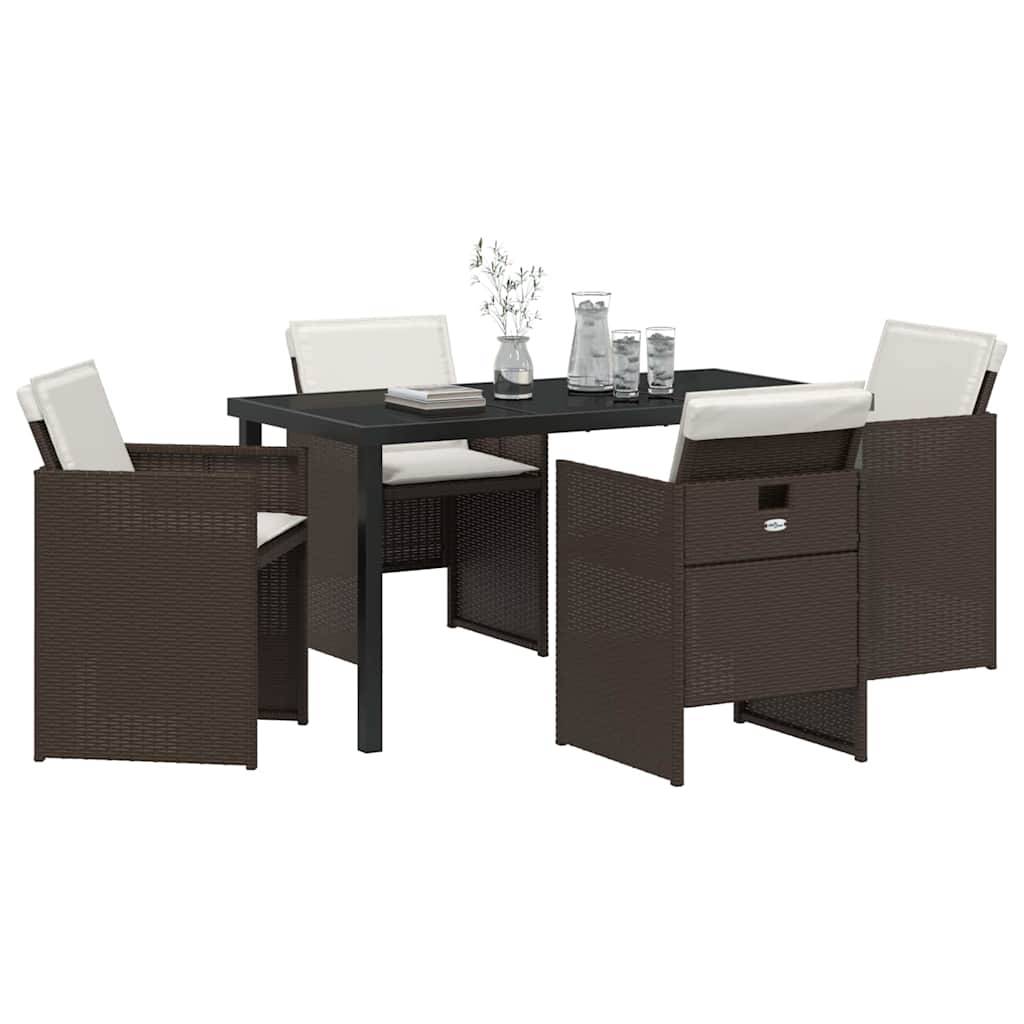 Table et chaises de jardin 5 pièces en résine tressée pour 4 convives Marron – ComfortXL Outdoor Living - Image 3