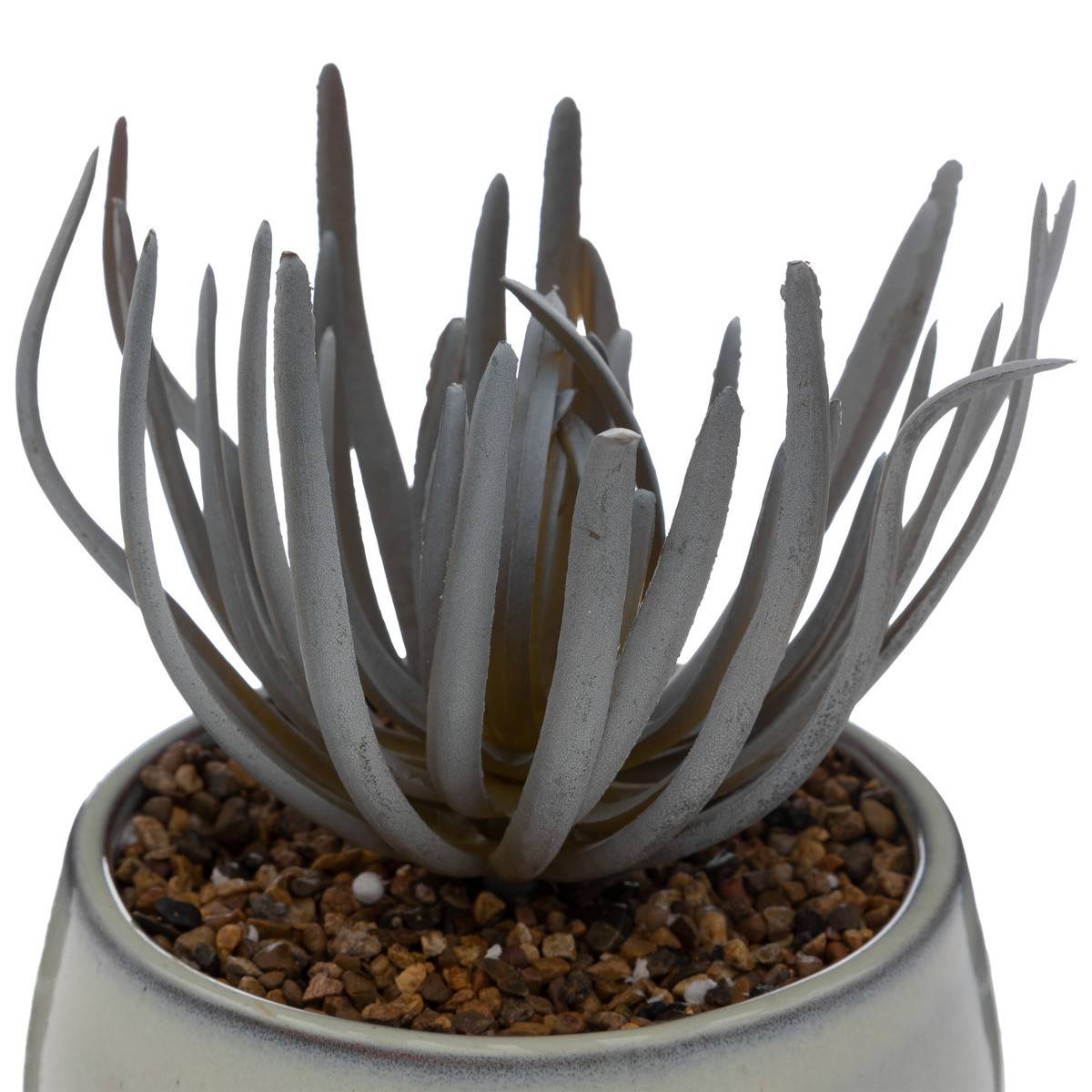 Plante grasse artificielle pot en Céramique émaillée Gris perle 18 cm - Imagen 2