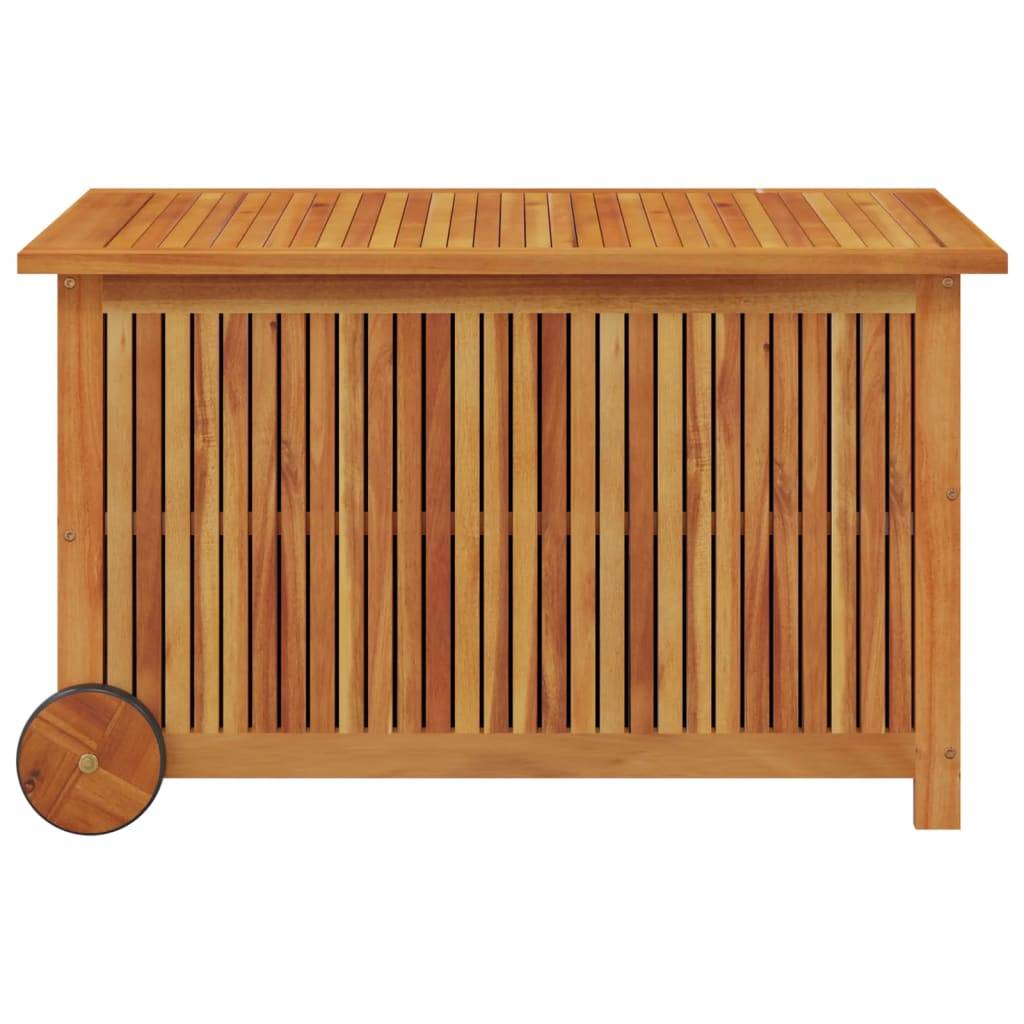 Helloshop26 - Coffre boîte meuble de jardin rangement avec roues 90 x 50 x 58 cm bois acacia - Imagen 3