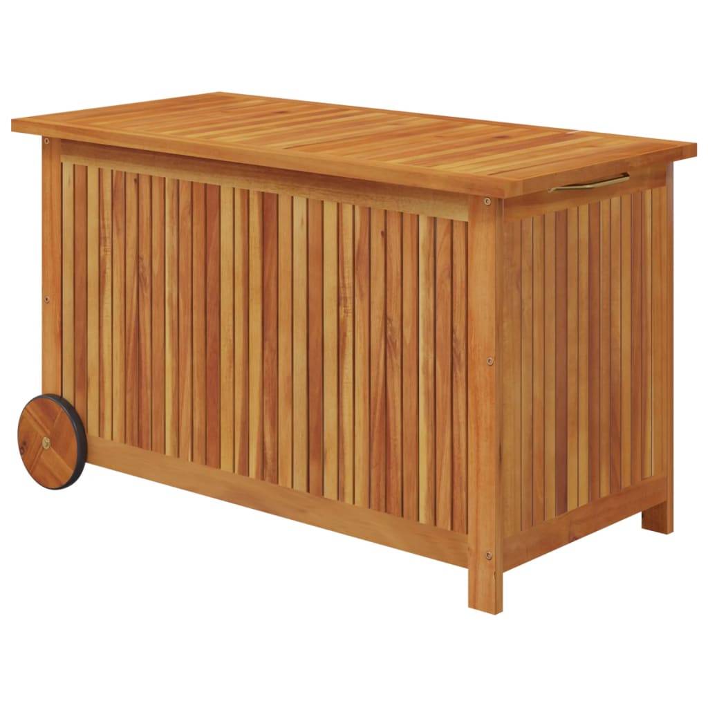 Helloshop26 - Coffre boîte meuble de jardin rangement avec roues 90 x 50 x 58 cm bois acacia - Imagen 1