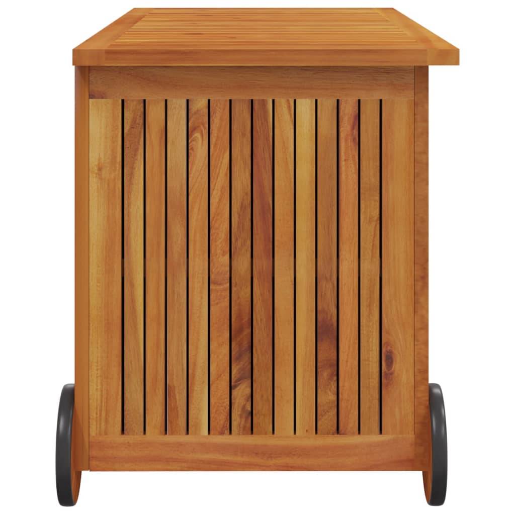Helloshop26 - Coffre boîte meuble de jardin rangement avec roues 90 x 50 x 58 cm bois acacia - Imagen 4
