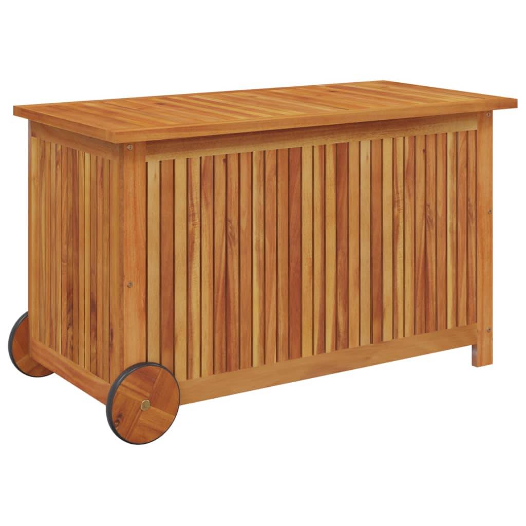 Helloshop26 - Coffre boîte meuble de jardin rangement avec roues 90 x 50 x 58 cm bois acacia - Imagen 2