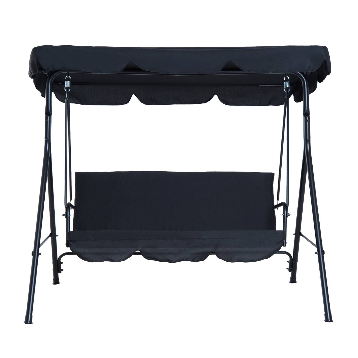 Outsunny - Balancelle de jardin 3 places toit inclinaison réglable coussins assise et dossier 1,72L x 1,1l x 1,52H m acier noir polyester noire - Outsunny - Imagen 4