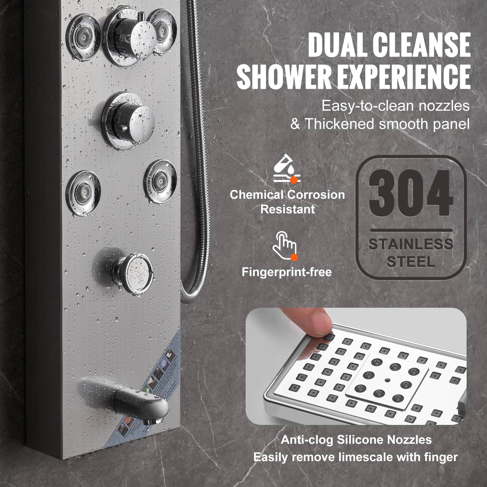 Vevor - VEVOR Système de Panneau de Douche 6 Modes, Hydroélectrique LED, 8 Jets de Massage, Bec de Baignoire. - Image 6
