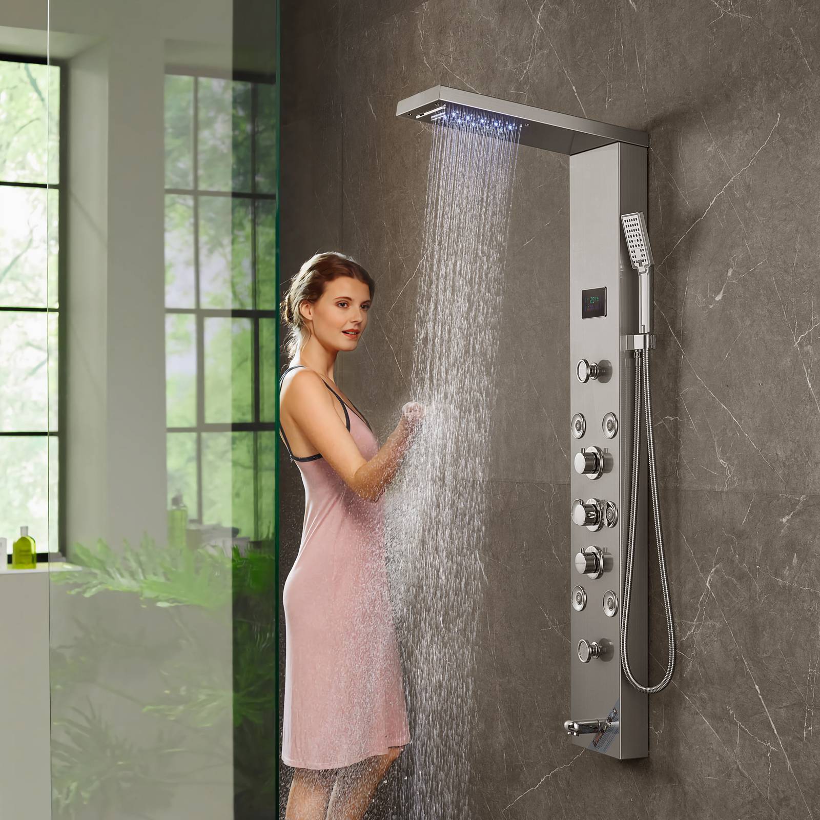 Vevor - VEVOR Système de Panneau de Douche 6 Modes, Hydroélectrique LED, 8 Jets de Massage, Bec de Baignoire. - Image 8