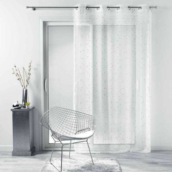 Rideau Voilage à Œillets "Dixiea" 140x240cm Argent - Image 4