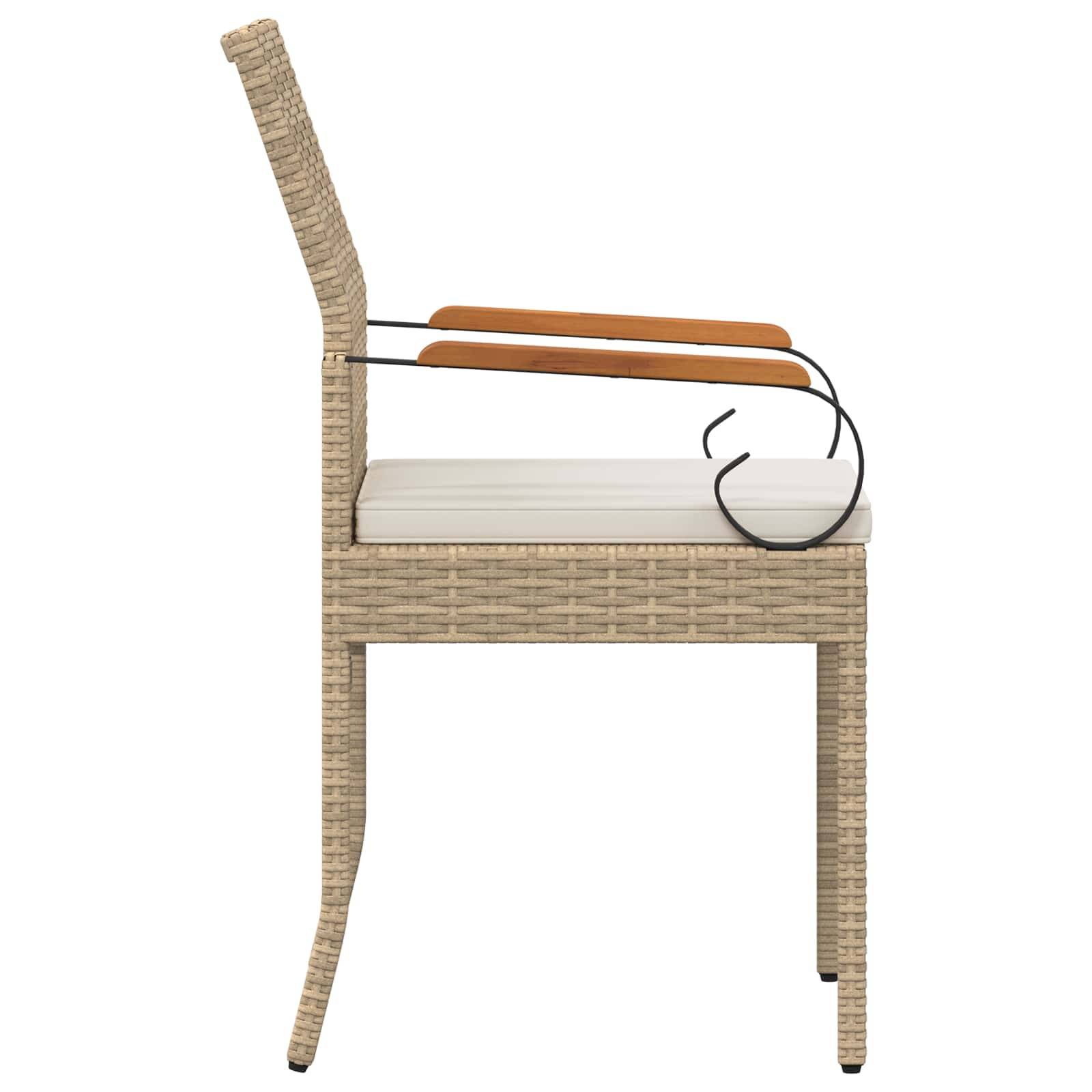 Chaises de jardin polyrotin et acier beige et blanc crème 59.5 x 50 x 88 cm, Poids:26.2kg - PANGIVO - Image 7