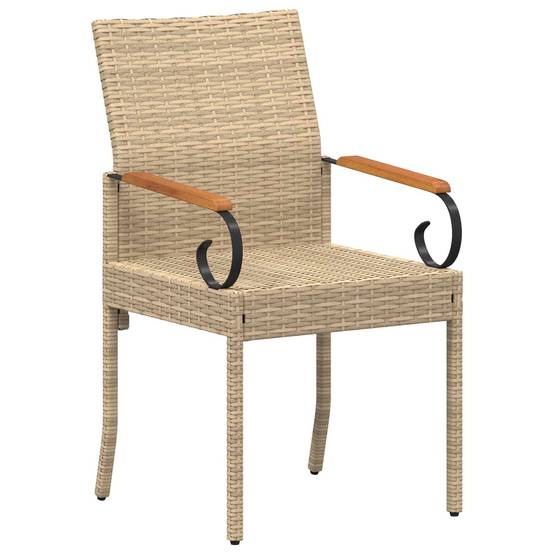 Chaises de jardin polyrotin et acier beige et blanc crème 59.5 x 50 x 88 cm, Poids:26.2kg - PANGIVO - Image 5
