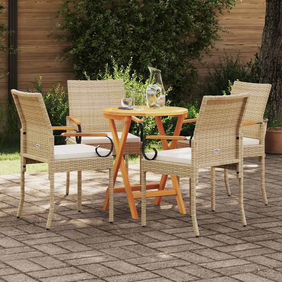 Chaises de jardin polyrotin et acier beige et blanc crème 59.5 x 50 x 88 cm, Poids:26.2kg - PANGIVO - Image 3