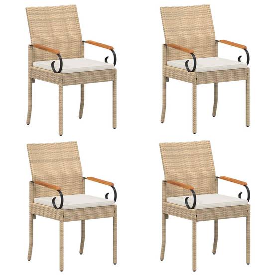 Chaises de jardin polyrotin et acier beige et blanc crème 59.5 x 50 x 88 cm, Poids:26.2kg - PANGIVO - Image 2