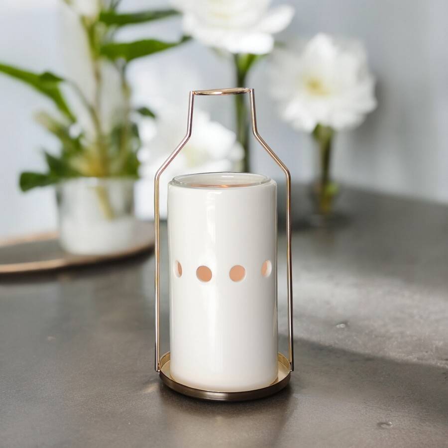 Brûle Parfum Dos - Brûleur Cire Parfumée – Diffuseur Parfum d'Ambiance – Bougeoir en Céramique et Métal - Haut: 18 cm - Zen'Arôme - Image 4