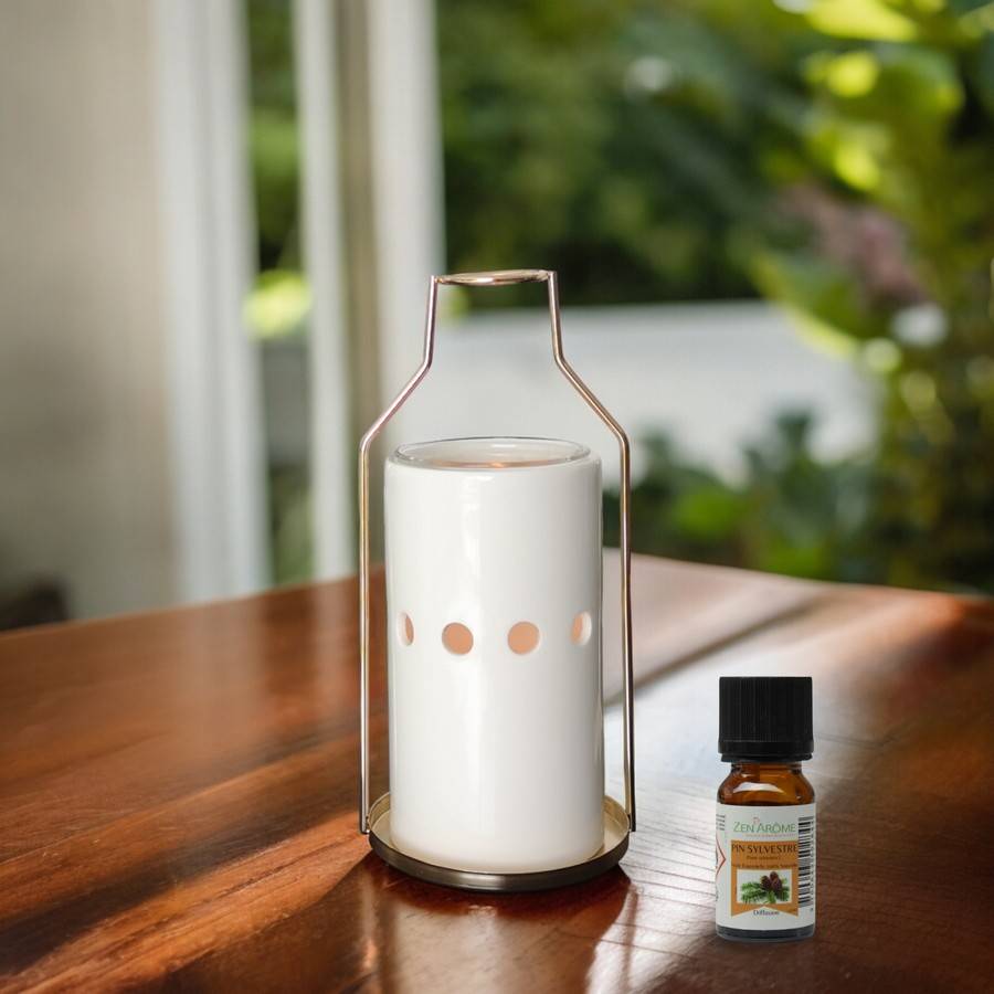 Brûle Parfum Dos - Brûleur Cire Parfumée – Diffuseur Parfum d'Ambiance – Bougeoir en Céramique et Métal - Haut: 18 cm - Zen'Arôme - Image 2