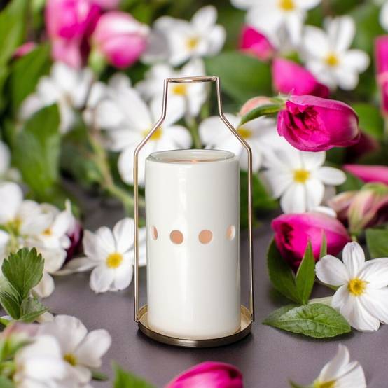 Brûle Parfum Dos - Brûleur Cire Parfumée – Diffuseur Parfum d'Ambiance – Bougeoir en Céramique et Métal - Haut: 18 cm - Zen'Arôme - Image 1