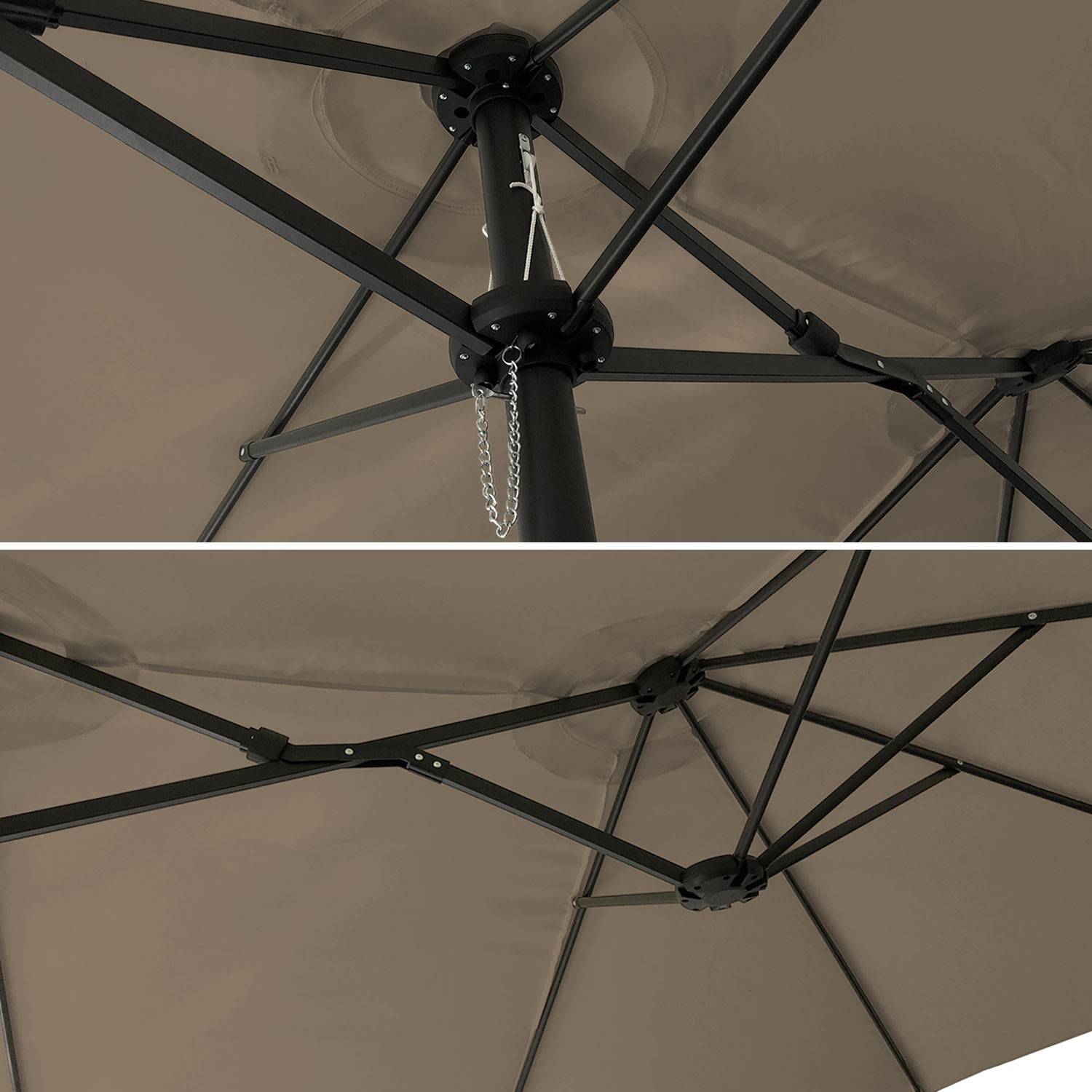 Happy Garden - Parasol double 2,7x4,6m LINAI taupe - HAPPY GARDEN - Imagen 3