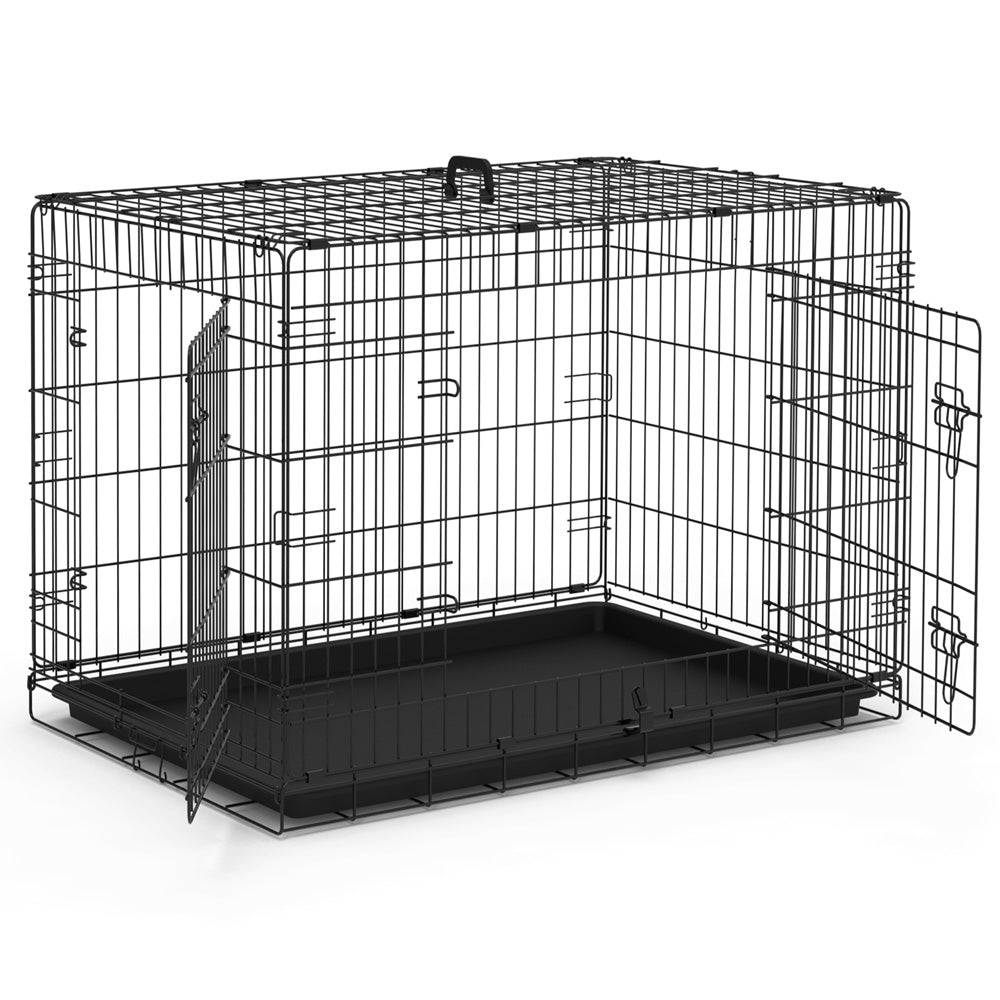 Vounot - Cage pour chien pliable avec 2 portes verrouillable plateau amovible 92x58x64cm