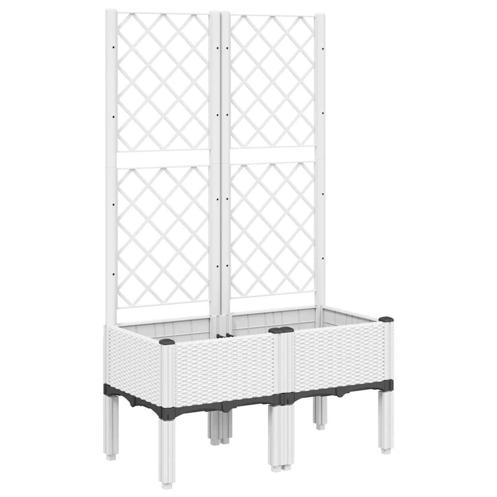Jardinière avec Treillis PP Blanc 80 x 40 x 142 cm - PANGIVO - Image 2